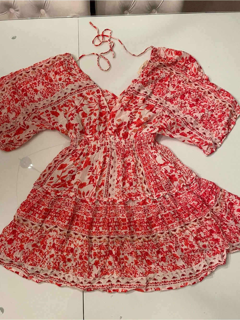 lovestitch Red and Ivory Floral Summer Dress